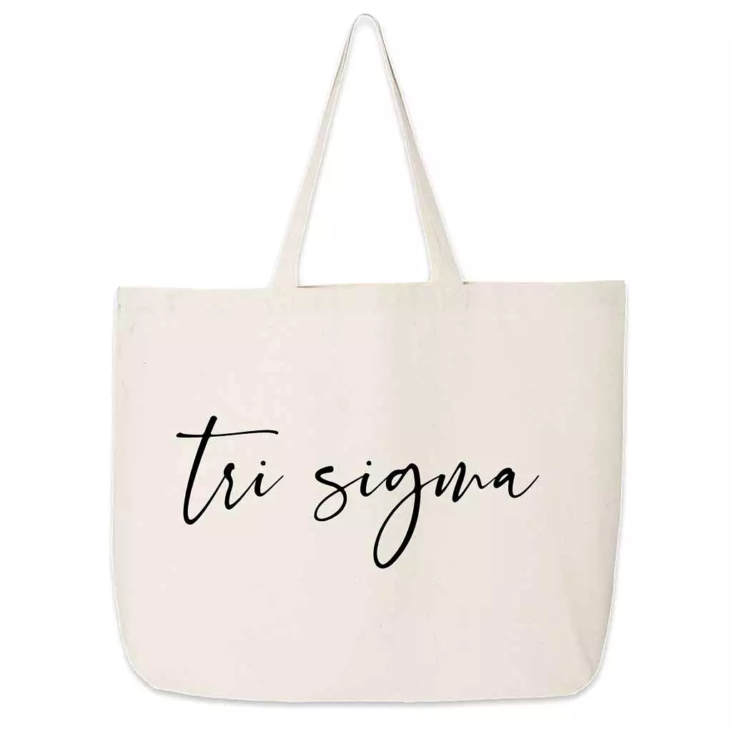 Sigma Sigma Sigma Script Writing Nickname on Canvas Tote Bag