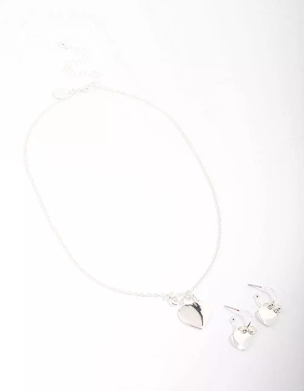 Silver Plated Heart Padlock Necklace & Earring Jewellery Set