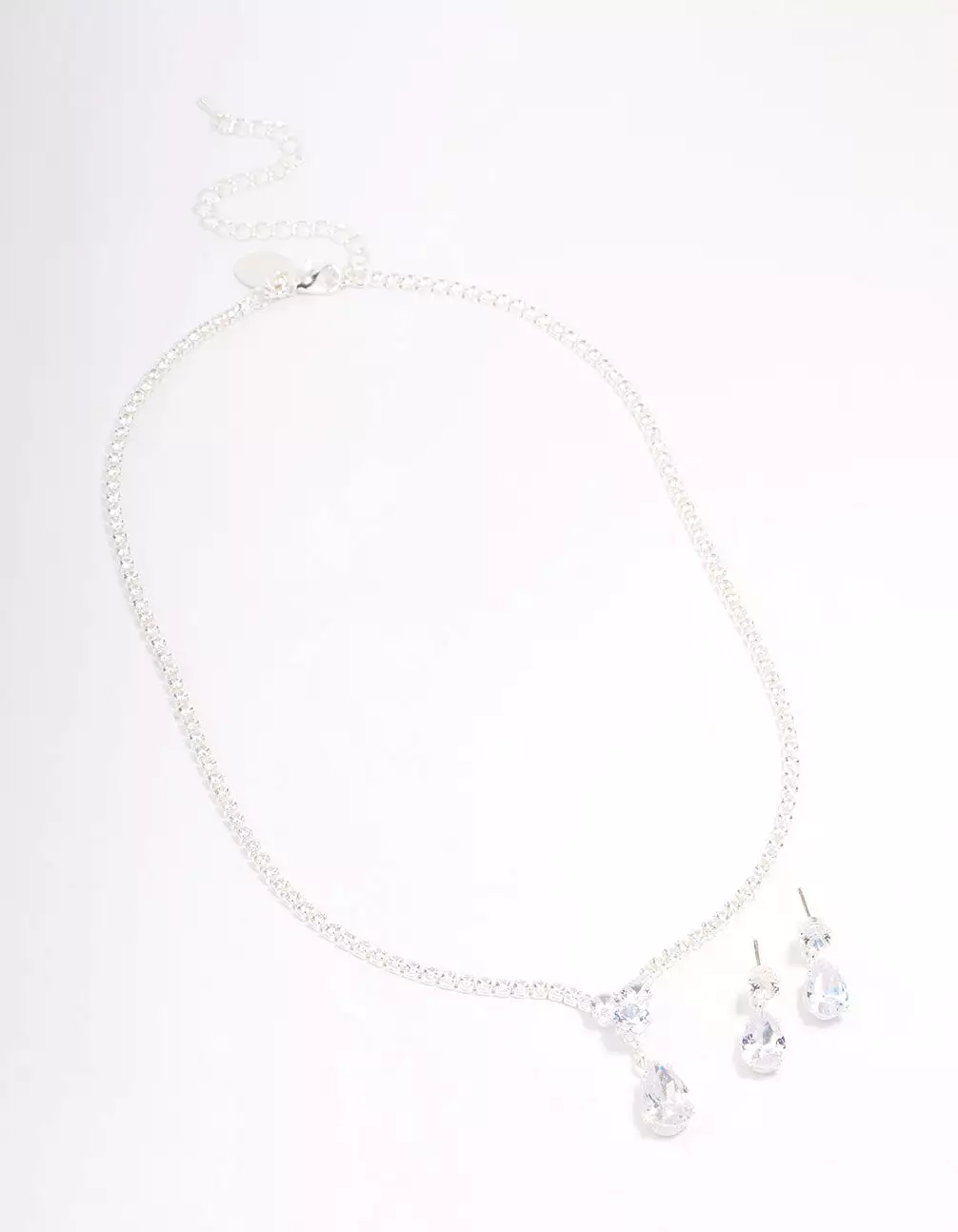 Silver Solitaire Necklace & Earring Jewellery Set