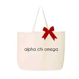 Sorority Name Canvas Tote Bag with Bow in Sorority Color