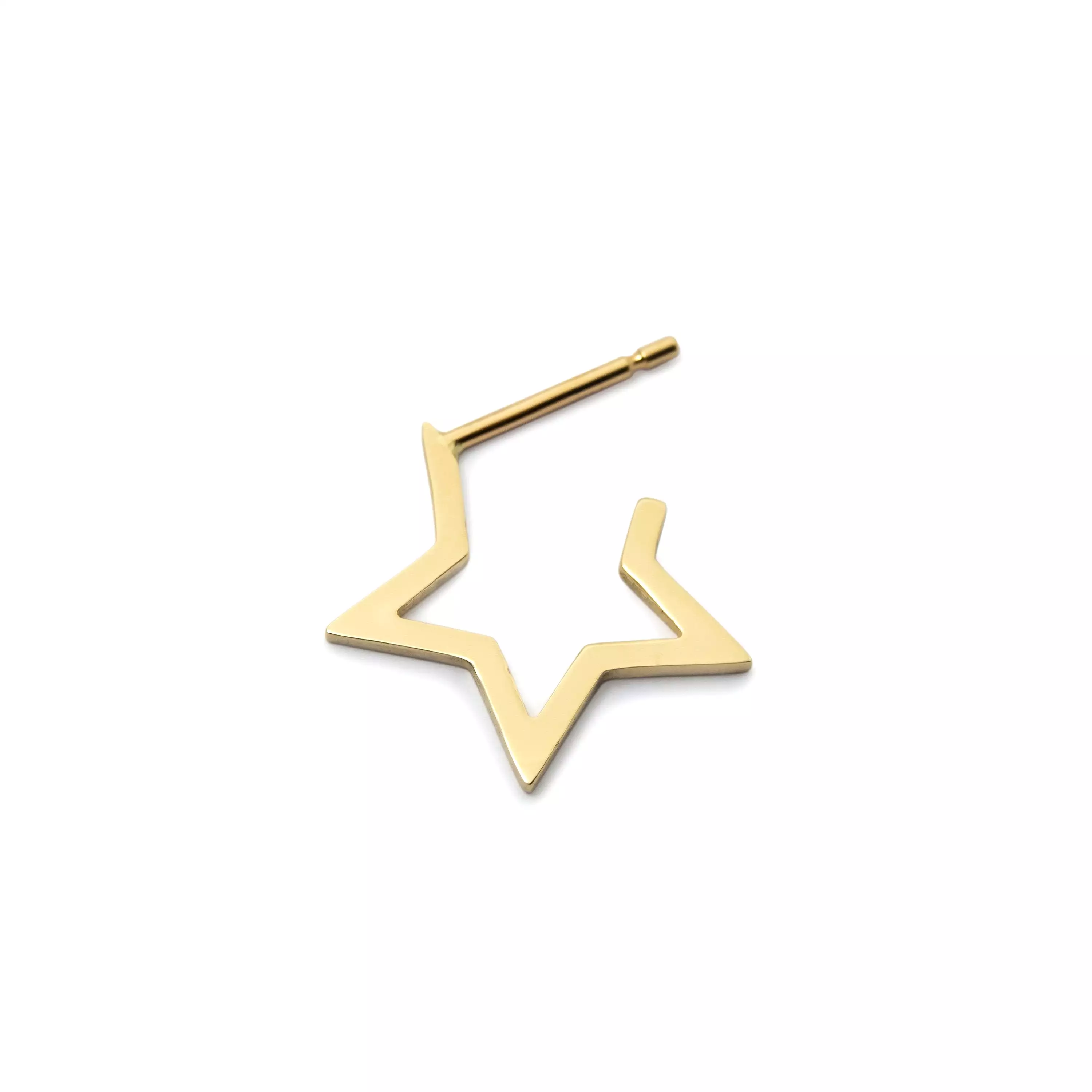 Stella Earring - Star Open Hoop Earring 14K Yellow Gold