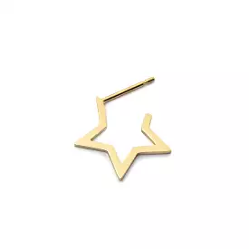 Stella Earring - Star Open Hoop Earring 14K Yellow Gold