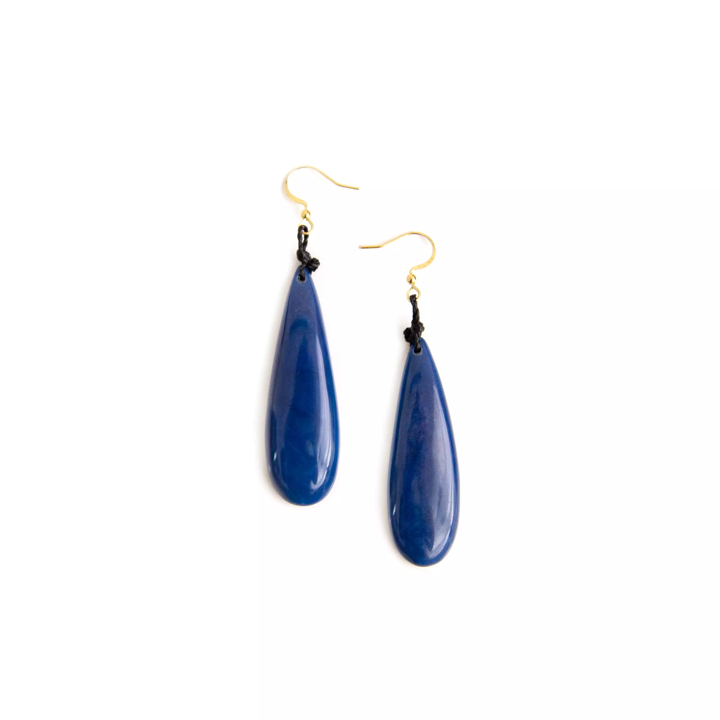 Tagua Teardrop Earrings in Blue, Orange, Black