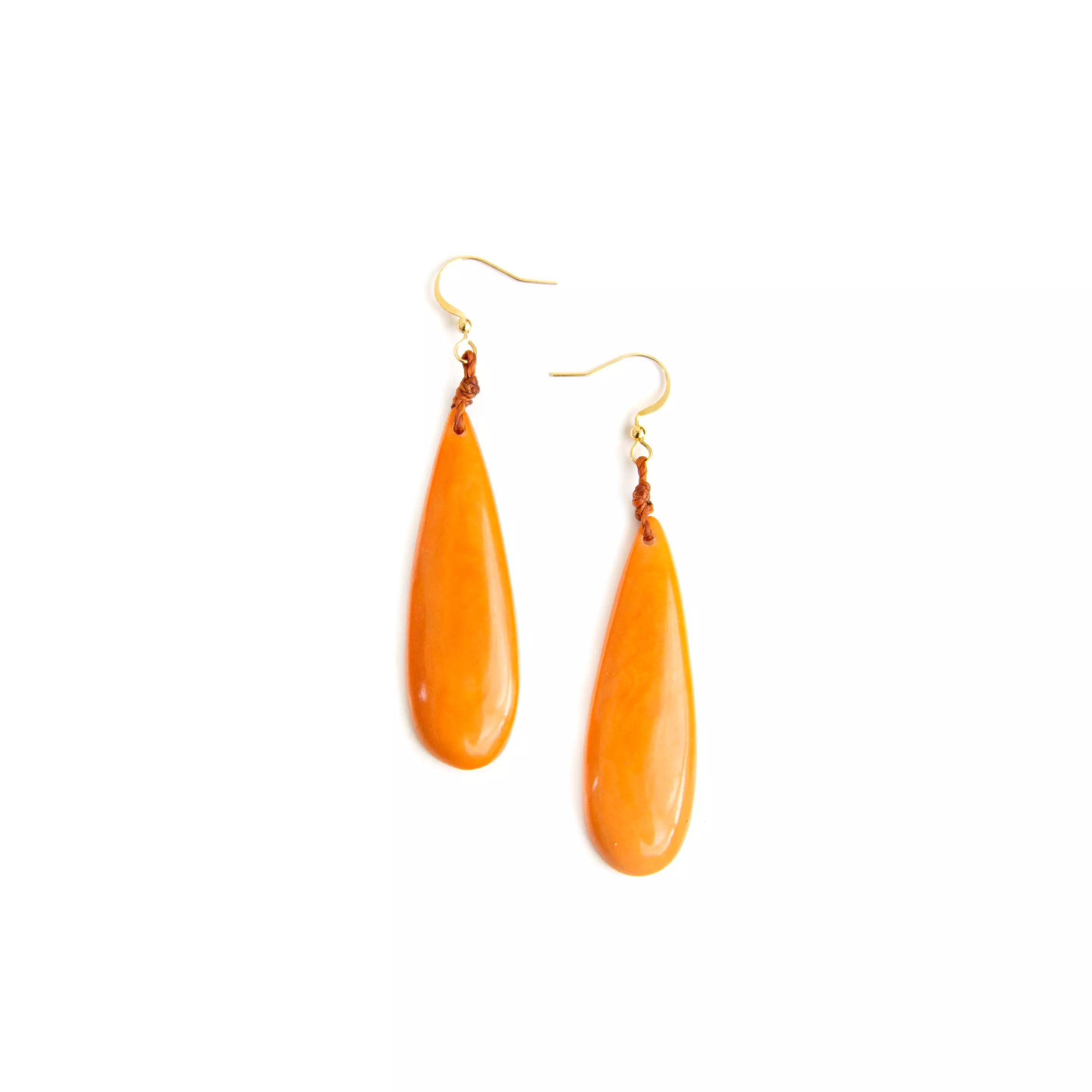 Tagua Teardrop Earrings in Blue, Orange, Black