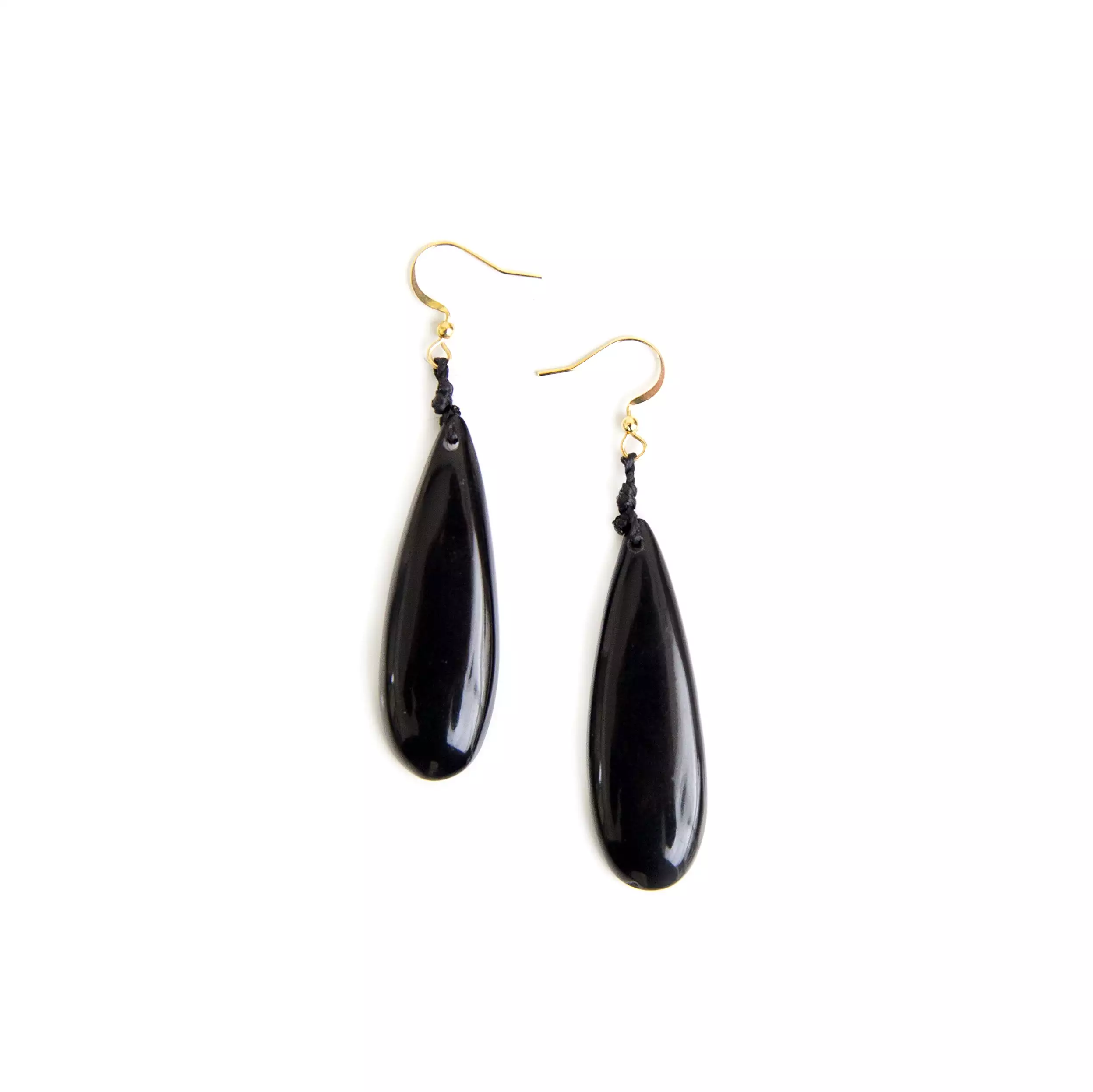 Tagua Teardrop Earrings in Blue, Orange, Black