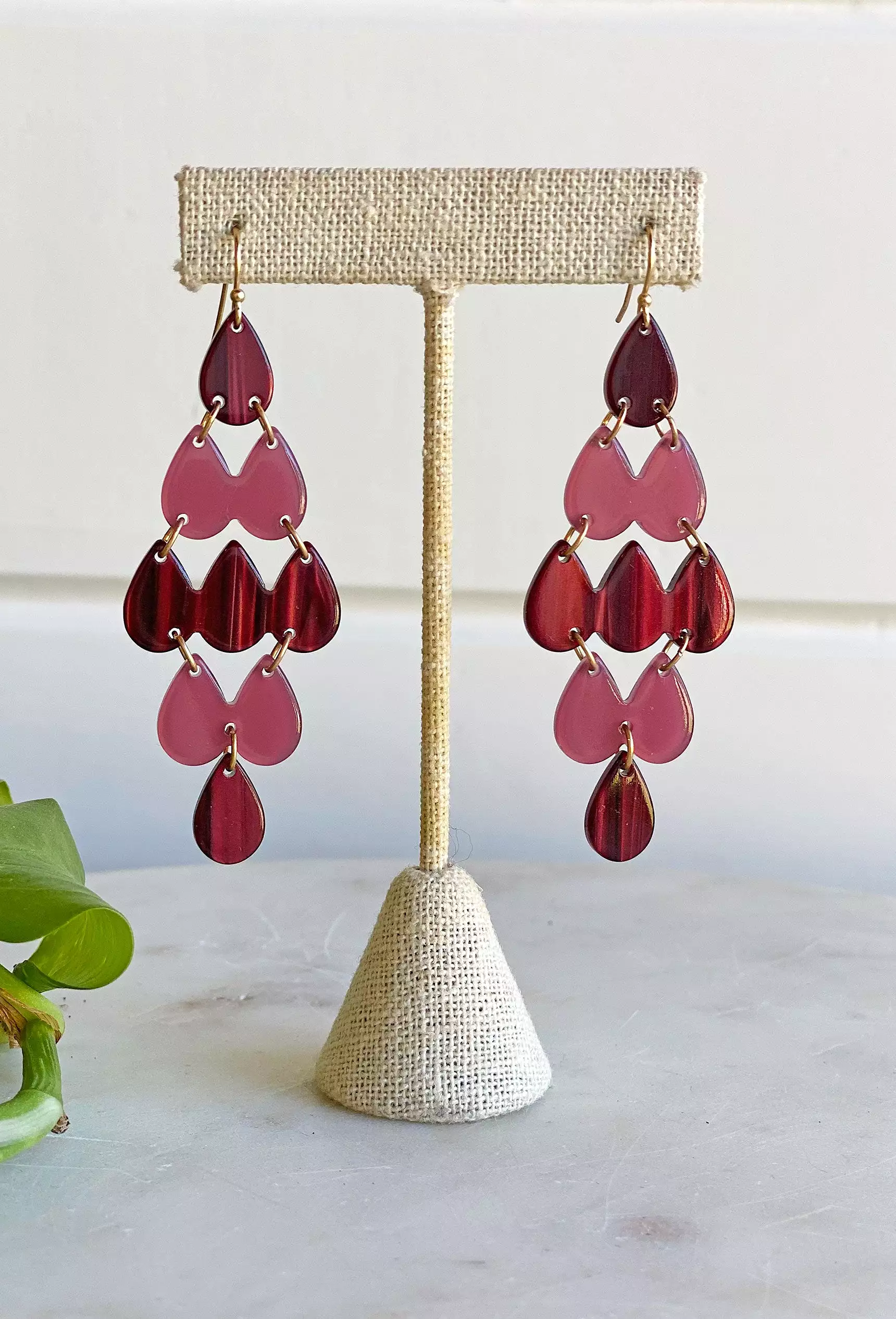 Tell Me Everything Drop Earrings In Maroon