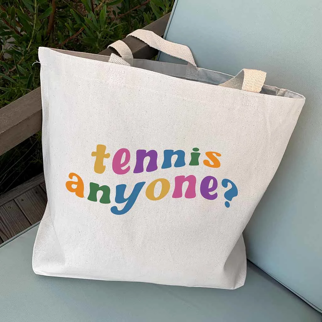 Tennis Anyone? Large Canvas Tote Bag