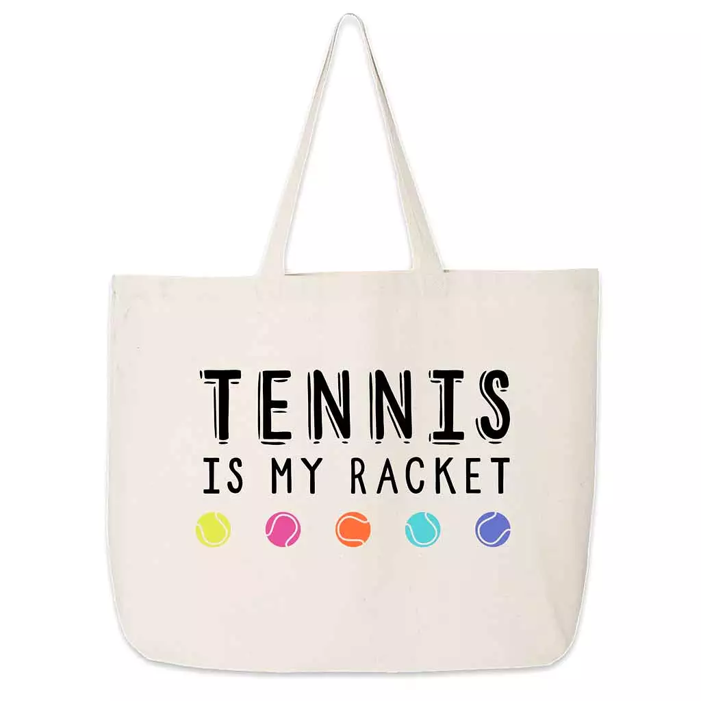 Tennis is My Racket Large Canvas Tote Bag