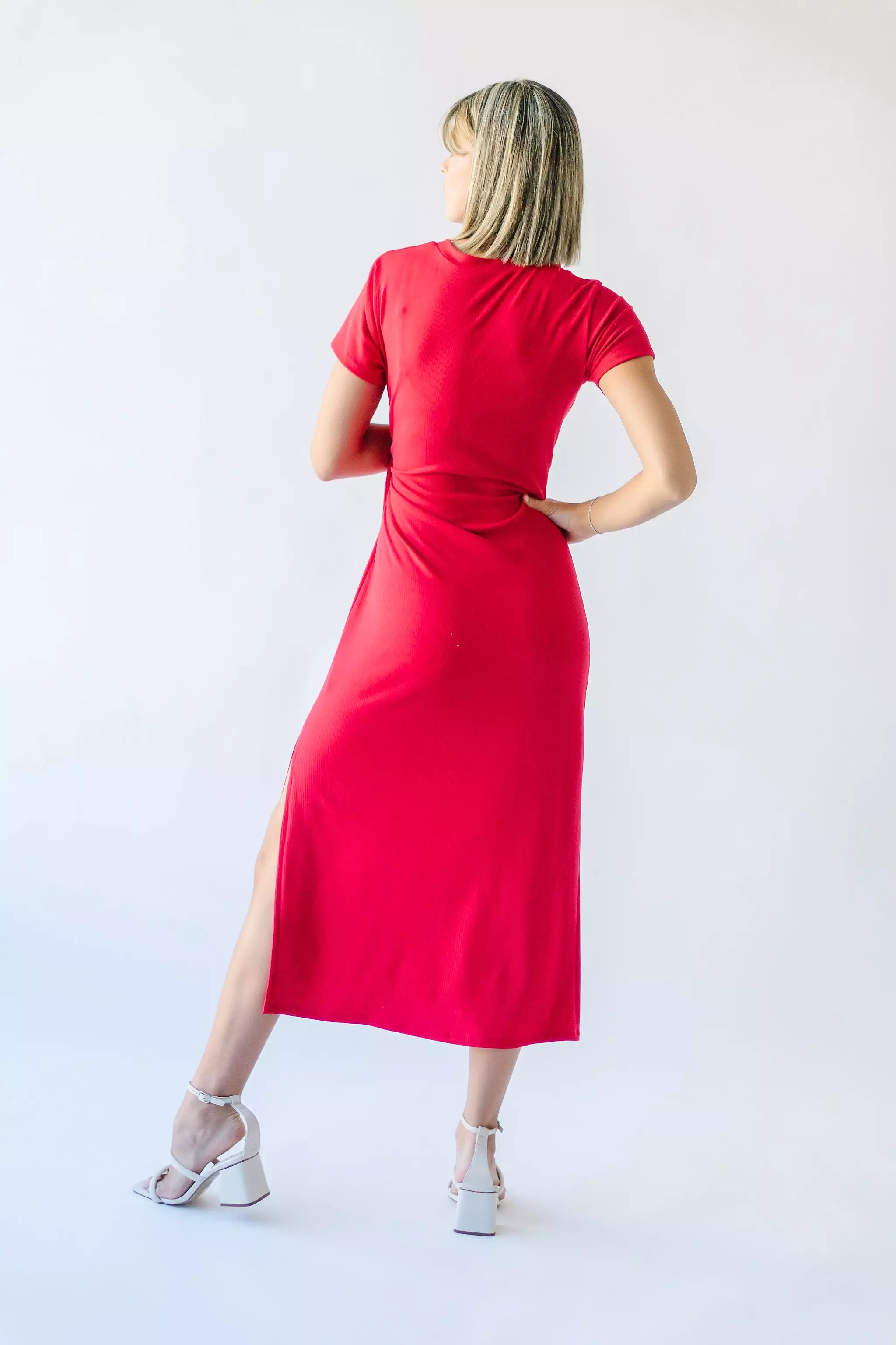 The Cortina Tie Detail Midi Dress in Lipstick