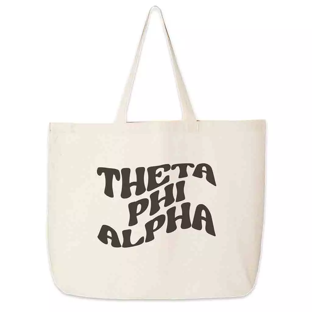 Theta Phi Alpha Large Canvas Sorority Tote Bag with Simple Mod Design