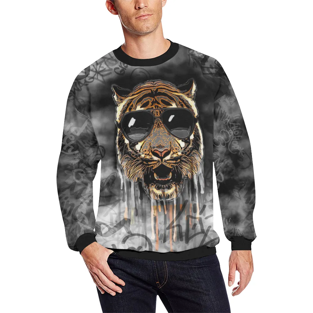 Tiger Graffiti Men's Big & Tall Oversized Fleece Crewneck Sweatshirt