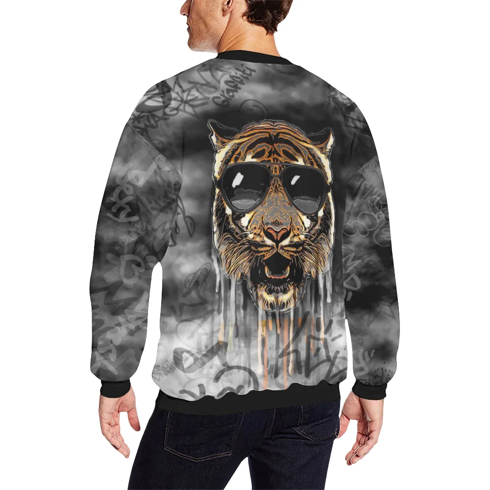 Tiger Graffiti Men's Big & Tall Oversized Fleece Crewneck Sweatshirt