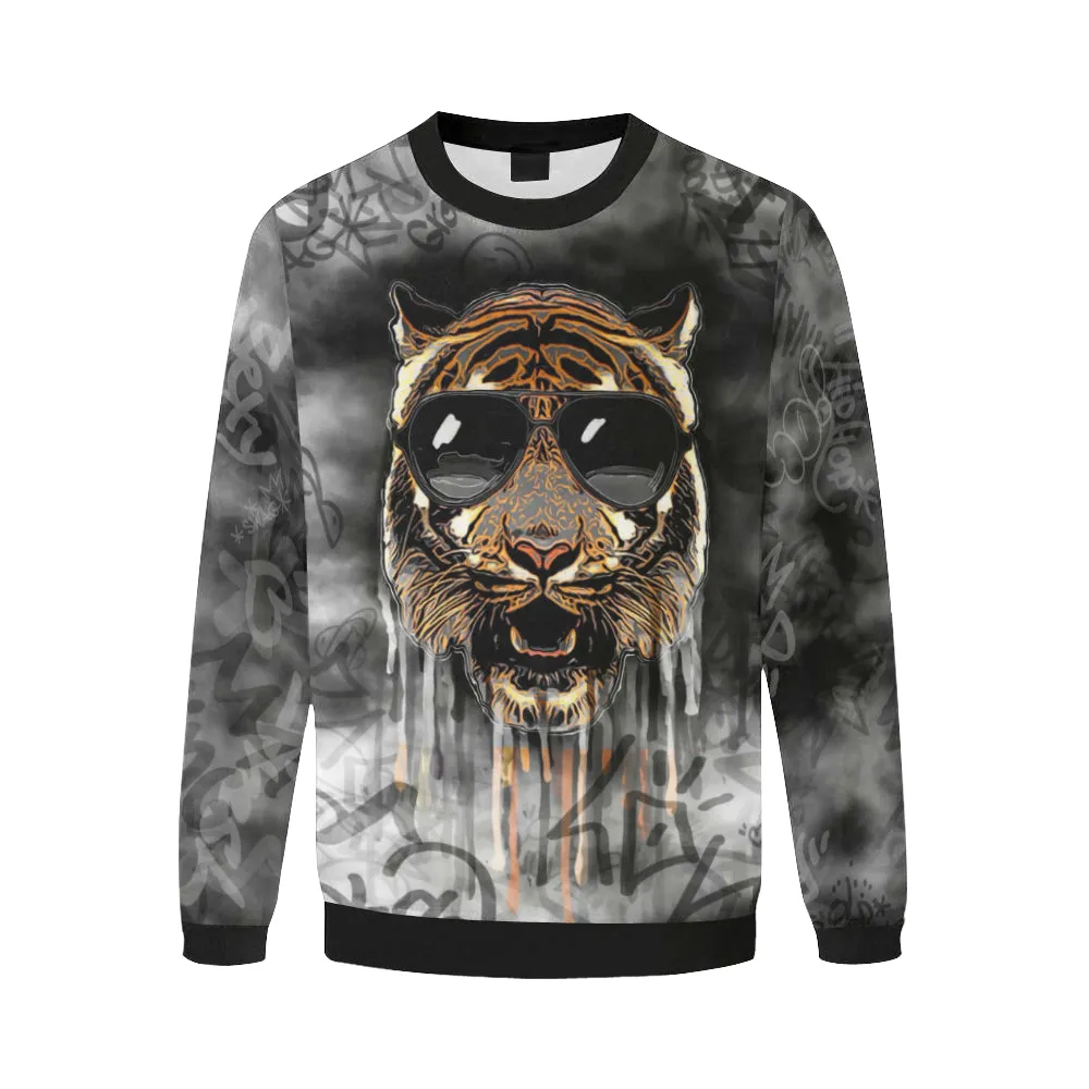 Tiger Graffiti Men's Big & Tall Oversized Fleece Crewneck Sweatshirt