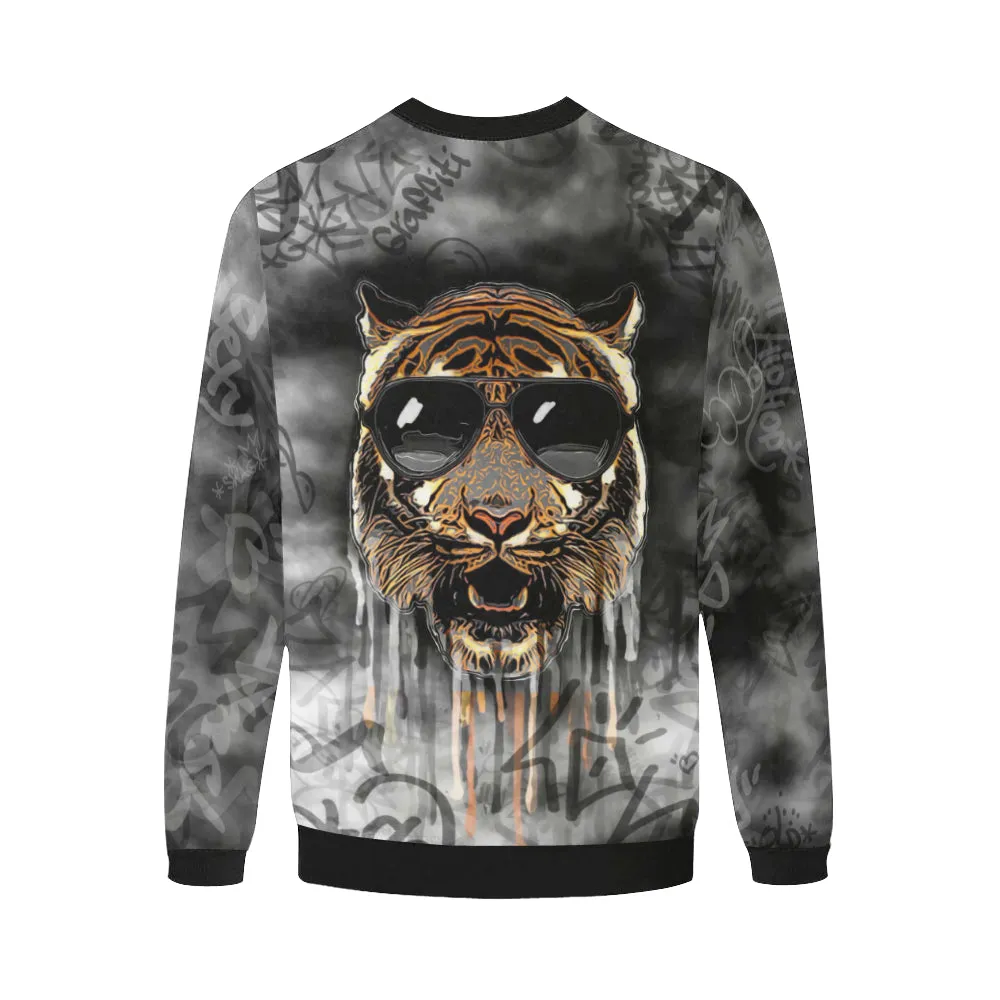 Tiger Graffiti Men's Big & Tall Oversized Fleece Crewneck Sweatshirt