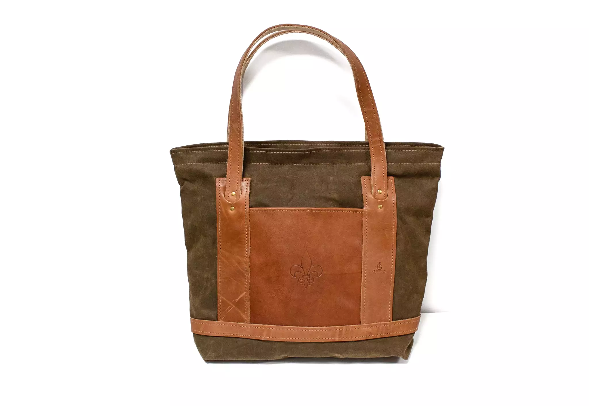 Tote Bag - Bourbon Wax Cotton Duck Canvas with Natural Leather Trim