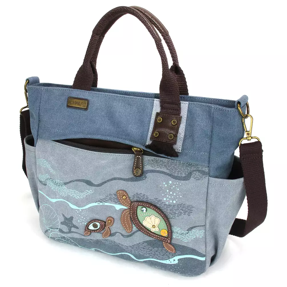 Turtles Canvas Print Pocket Tote