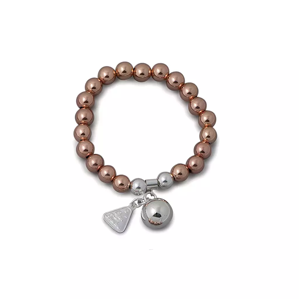 Von Treskow ROSE GOLD STRETCHY BRACELET WITH CHIME BALL (8mm ball)