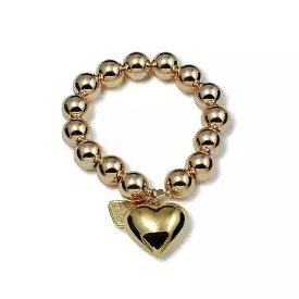 Von Treskow YELLOW GOLD STRETCHY BRACELET WITH PUFFY HEART