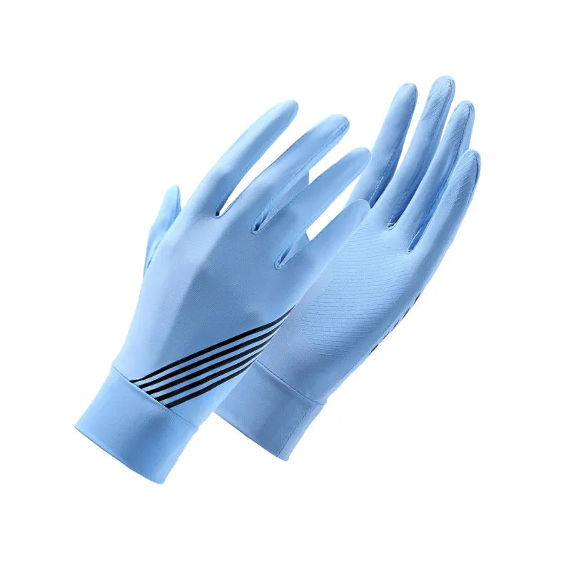 Women's Solid Color Breathable Silk Thin Ultraviolet Proof Driving Gloves