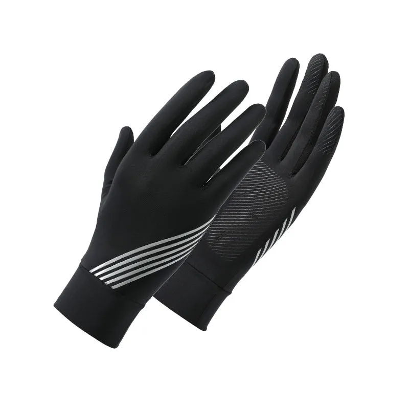 Women's Solid Color Breathable Silk Thin Ultraviolet Proof Driving Gloves