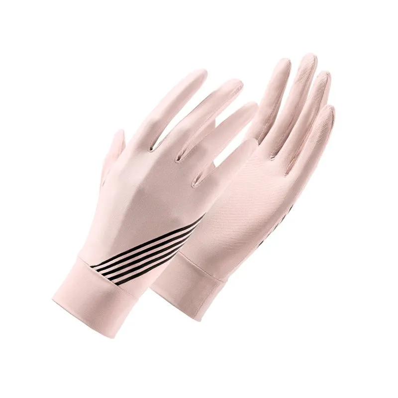 Women's Solid Color Breathable Silk Thin Ultraviolet Proof Driving Gloves