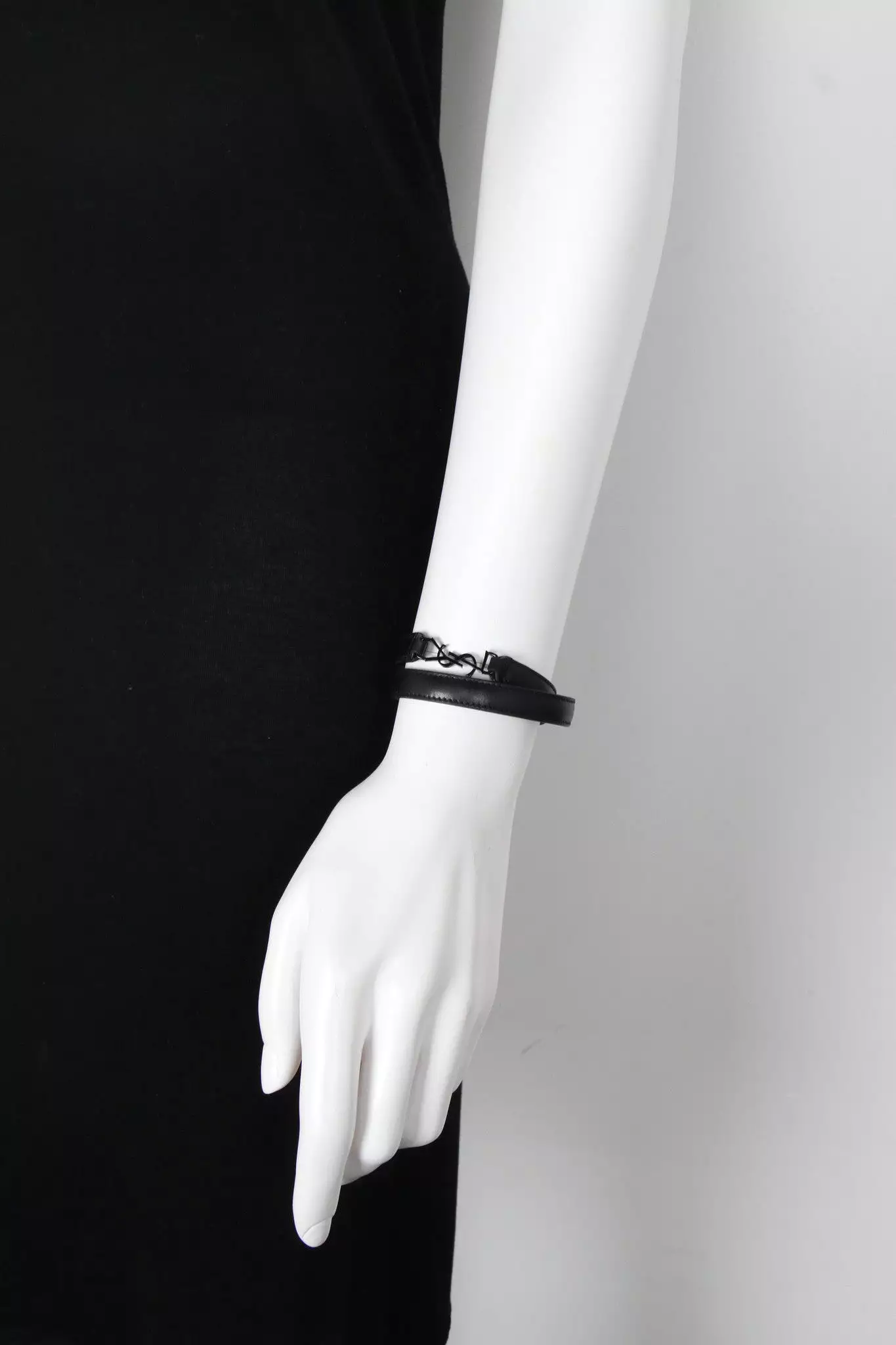 YSL 2x Wrap Bracelet, Black/Black