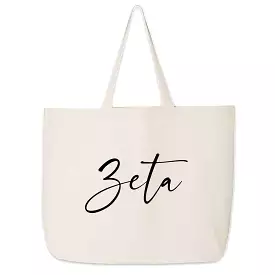 Zeta Tau Alpha Script Writing Nickname Canvas Tote Bag