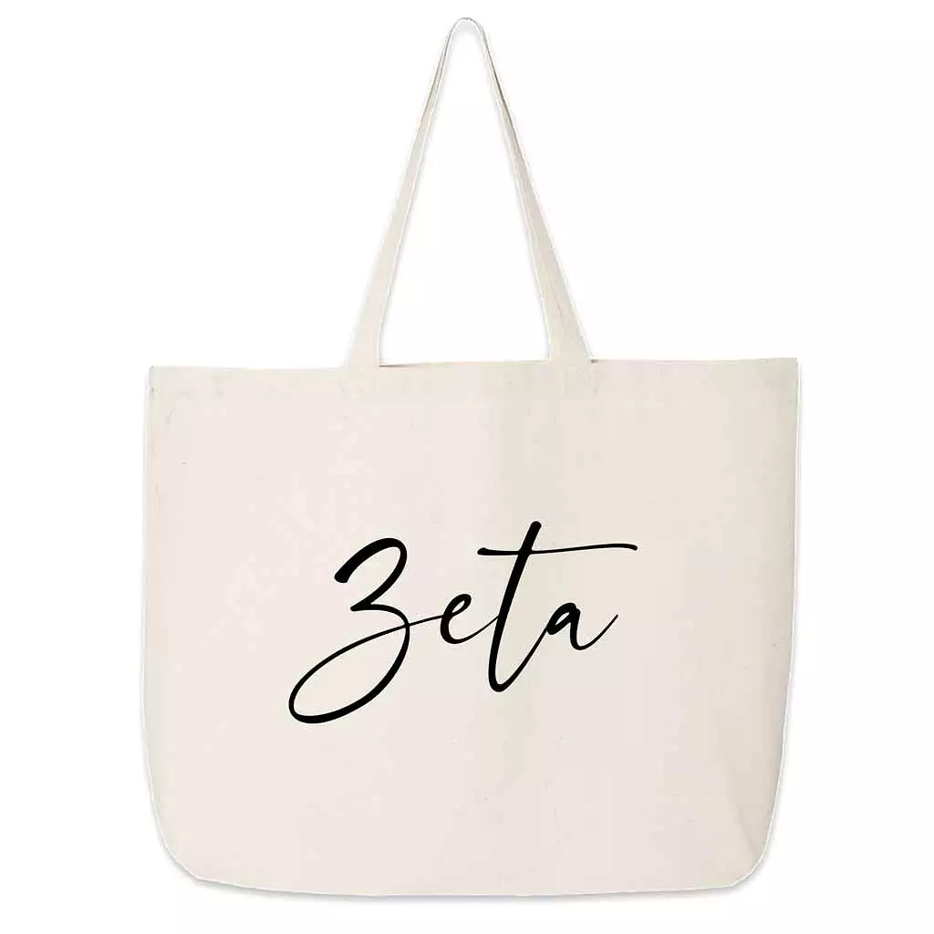 Zeta Tau Alpha Script Writing Nickname Canvas Tote Bag